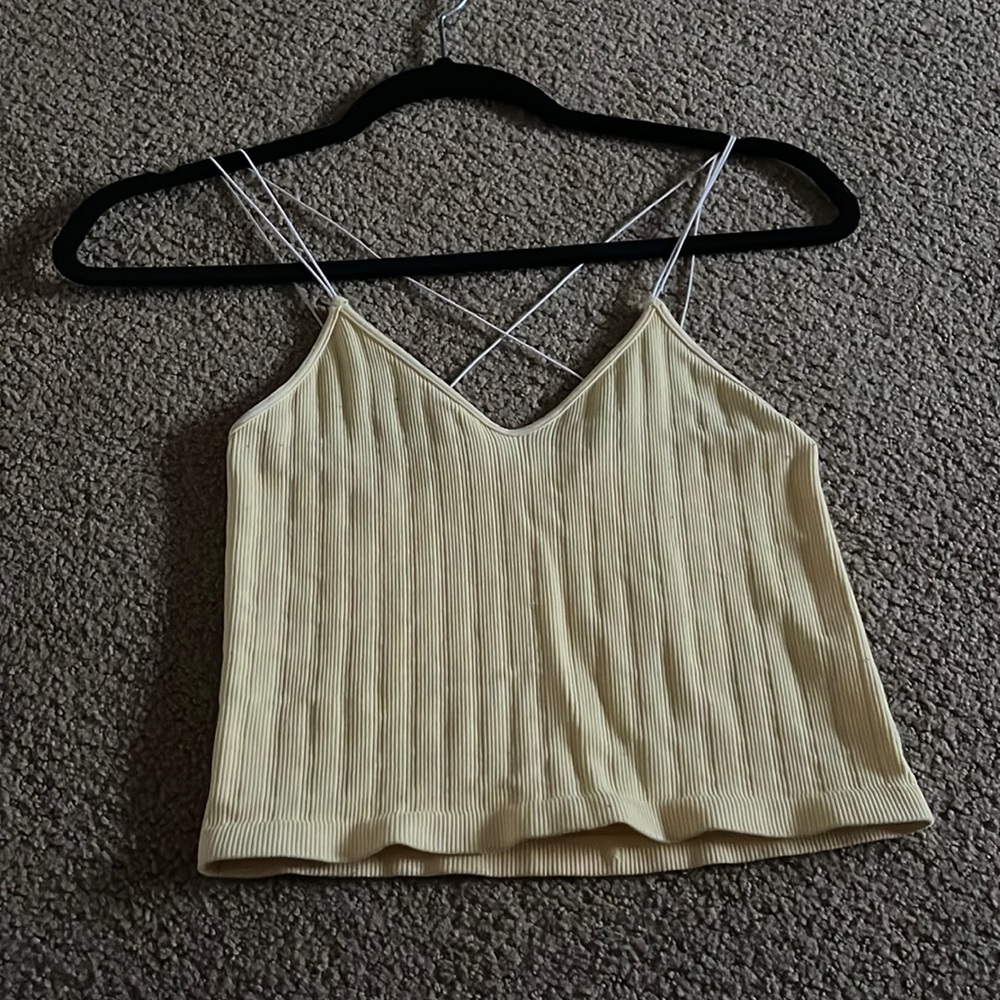 yellow size medium/large crop tank top from tilly’s